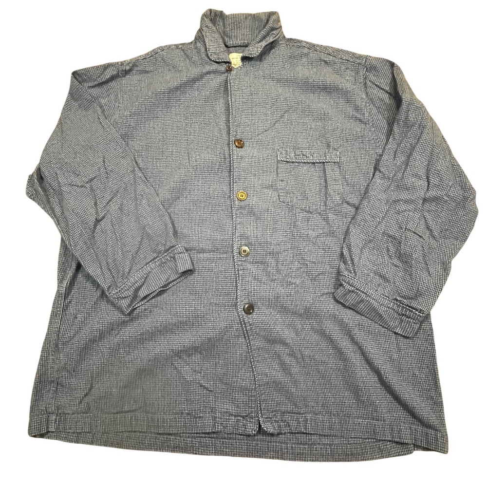 Brooks Brothers 346 Mens XL Blue Houndstooth Cotton Pajama Top Sleep Shirt